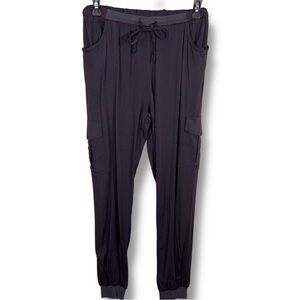 New Large Mona B Slate Grey Blue Jogger Pants Cargo Pockets Casual